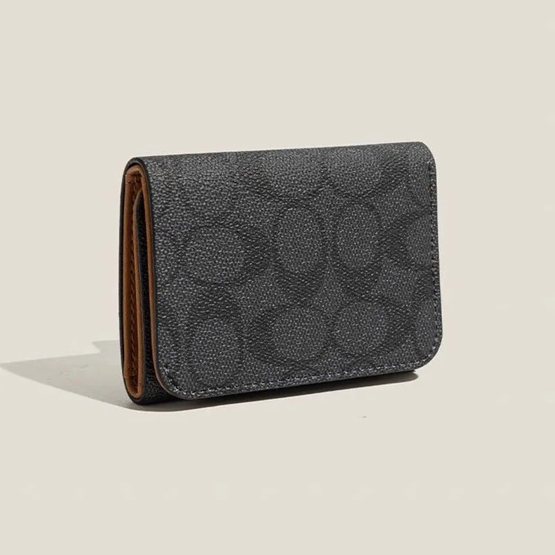High quality three fold short wallet with PU leather buckle coin wallet, fashionable high-end men's and women's wallet