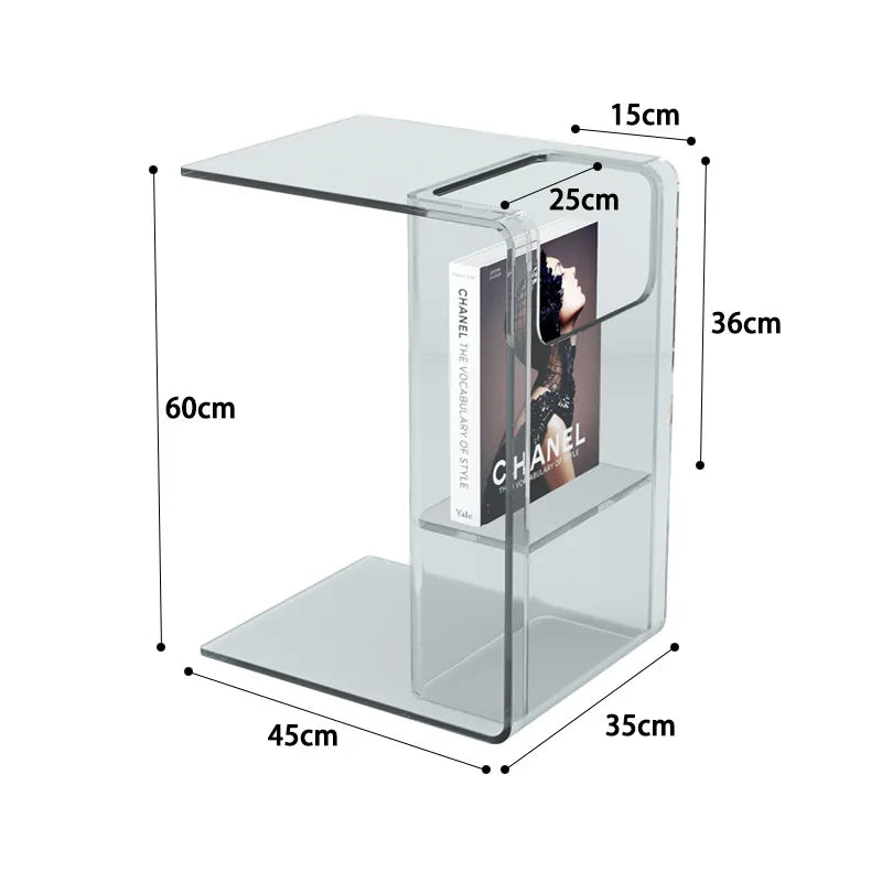 Acrylic Transparent Small Coffee Table C-shaped Sofa Card Table Living Room Window Side Table Corner Table Bedside Small Table