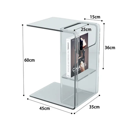 Acrylic Transparent Small Coffee Table C-shaped Sofa Card Table Living Room Window Side Table Corner Table Bedside Small Table