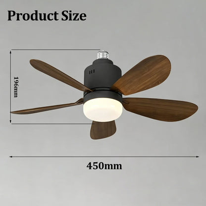 E26/E27 Socket LED Fan Light with Remote & APP 52.5cm 4 Speed Socket Ceiling Fans with Lighting Light Bulb Fan for Bedroom Home