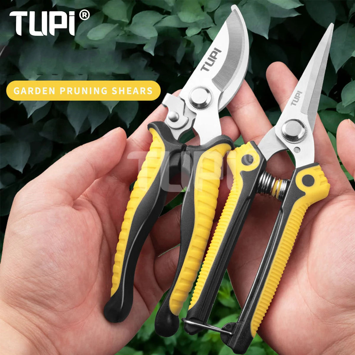 TUPI Professional Bypass Pruning Shears Garden Scissors for Tree Trimming Durable Hand Clippers with Ergonomic Non-Slip Handle