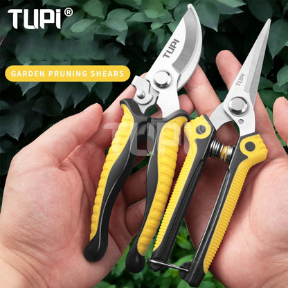 TUPI Professional Bypass Pruning Shears Garden Scissors for Tree Trimming Durable Hand Clippers with Ergonomic Non-Slip Handle