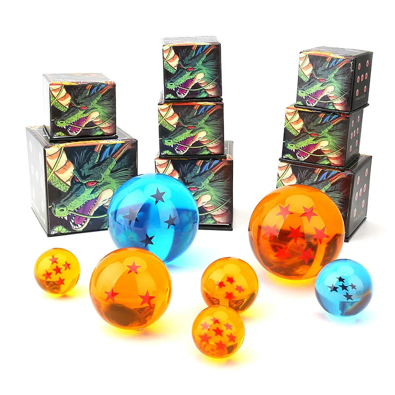 4.3CM Anime DBZ 7 Stars Balls 3.5CM Figures Toys New In Box Shenron Dragon Crystal Balls PVC Collection Complete Set Retail