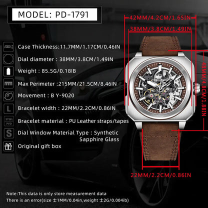 PAGANI DESIGN Top Brand 1791 Hollow Mechanical Men Watch Classic Luxury Men Waterproof Automatic Watches for Man Pagani Design