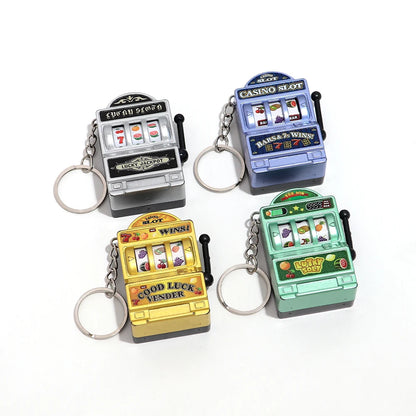 Mini Gambling Slot Machine Key Chains Creative Arcade Pocket Fruit Lucky Jackpot Gadget Antistress Toy Funny Games Keychain Ring