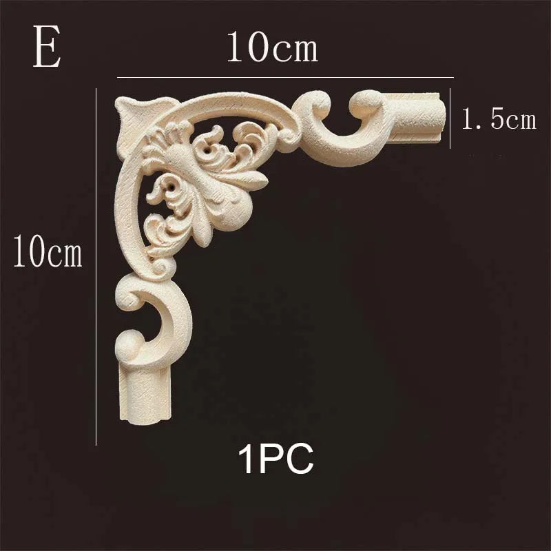 Natural Wood Corner Onlay Moldling European Style Home Decor Background Wall Applique Carved Figurine Living Room Decoration