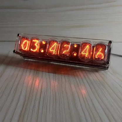 6-digit IN-12 neon tube clock,5VDC,premium version include remote control and LED lighting both versions not include neon tube