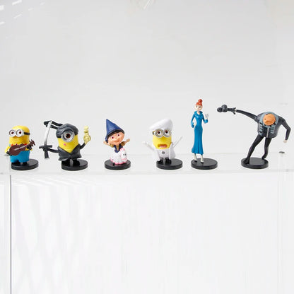 12Pcs Despicable Minions Capsule Toys Set Fluffy Kevin Bob Gru 3D Eye Action Figures Collectible Xmas Gifts for Fans