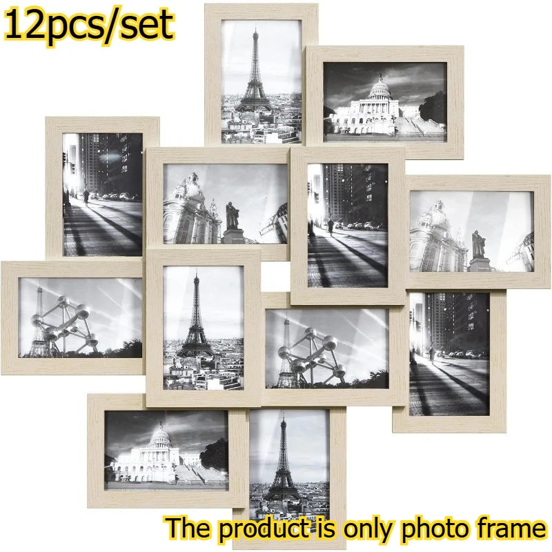 12pcs/set 4x6 Inch Collage Picture Frame Wall Decor Set Home Living Room Wall Hanging Photo Frames Multi-Photo Display