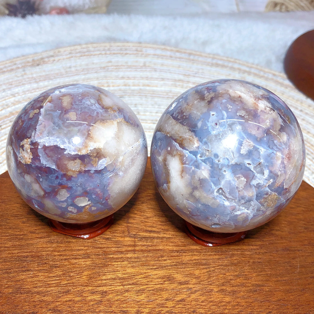 Natural Crystal Blue Flowe Agate Sphere Druzy Geode Painting Gemstones Mineral Energy Home Decorations Room Decor Gift
