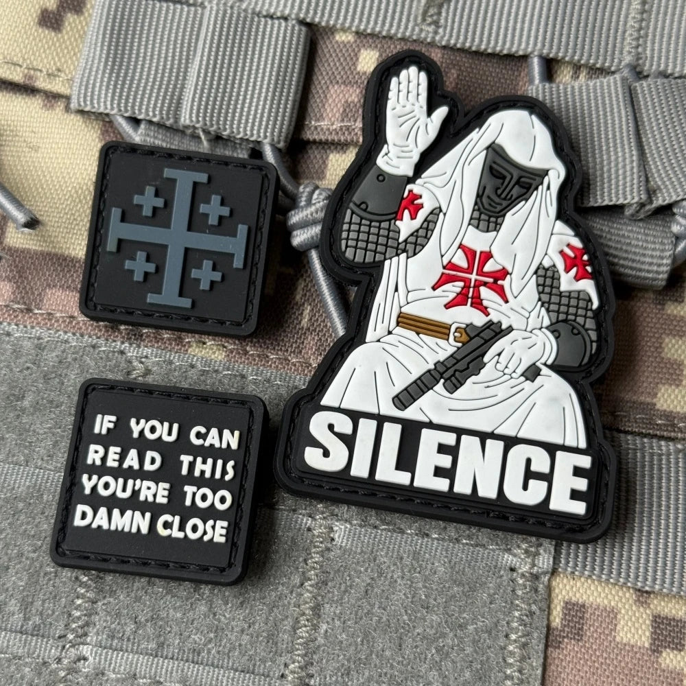 3D PVC Morale Tactical Patch Crusader Knight Templar Badge Hook & Loop Funny Warning Letter Emblem for Clothing Backpack Jacket
