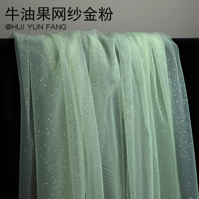 Gold Tulle material black encryption soft Tulle spray silver glitter Tulle wedding dress home decoration fabric