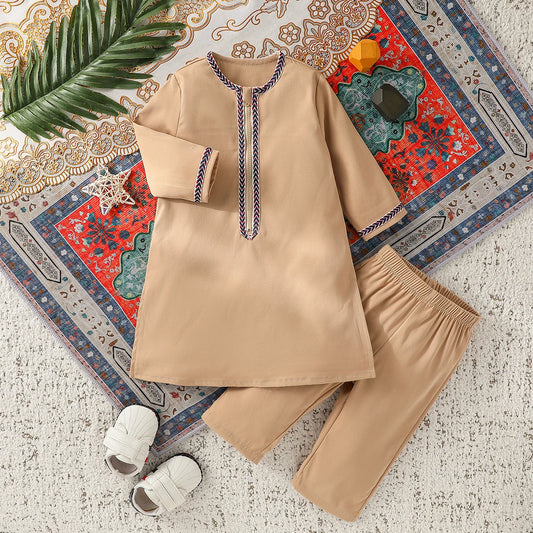 2Pcs Baby Boys All Seasons Long Sleeve For 1-3Y Fit Middle East Sets Clothing Wear National Style Clothes Suits