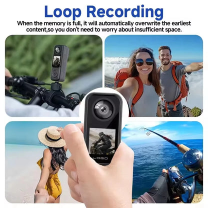 4K+2K Dual Lens Action Camera, Front & Rear WiFi Sports Cam, 130° Wide Angle Night Vision Camera for Motorcycle Helmet Vlog
