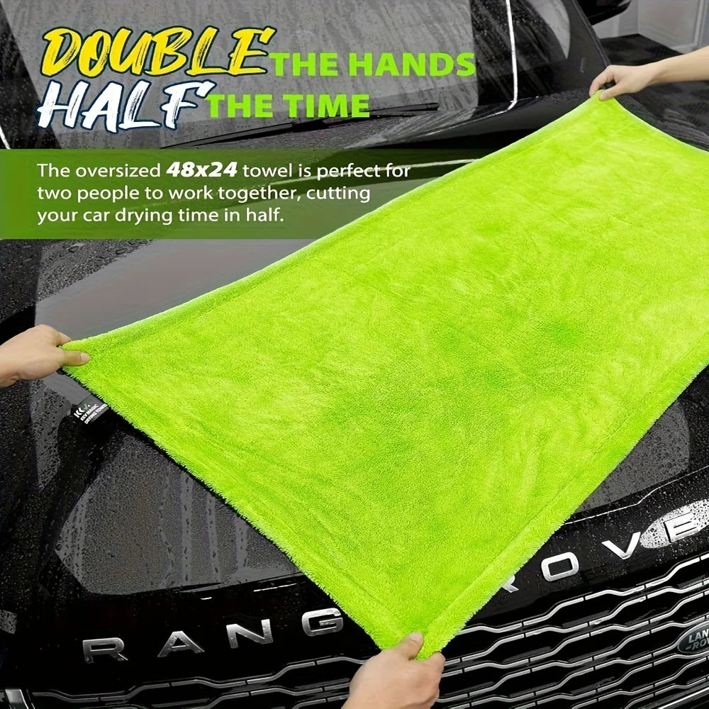 1000GSM Full-Size SUV Truck Drying Towel Double-Sided Microfiber, Twisted Yarn Technology, High Absorbency And Scratch-Resistant