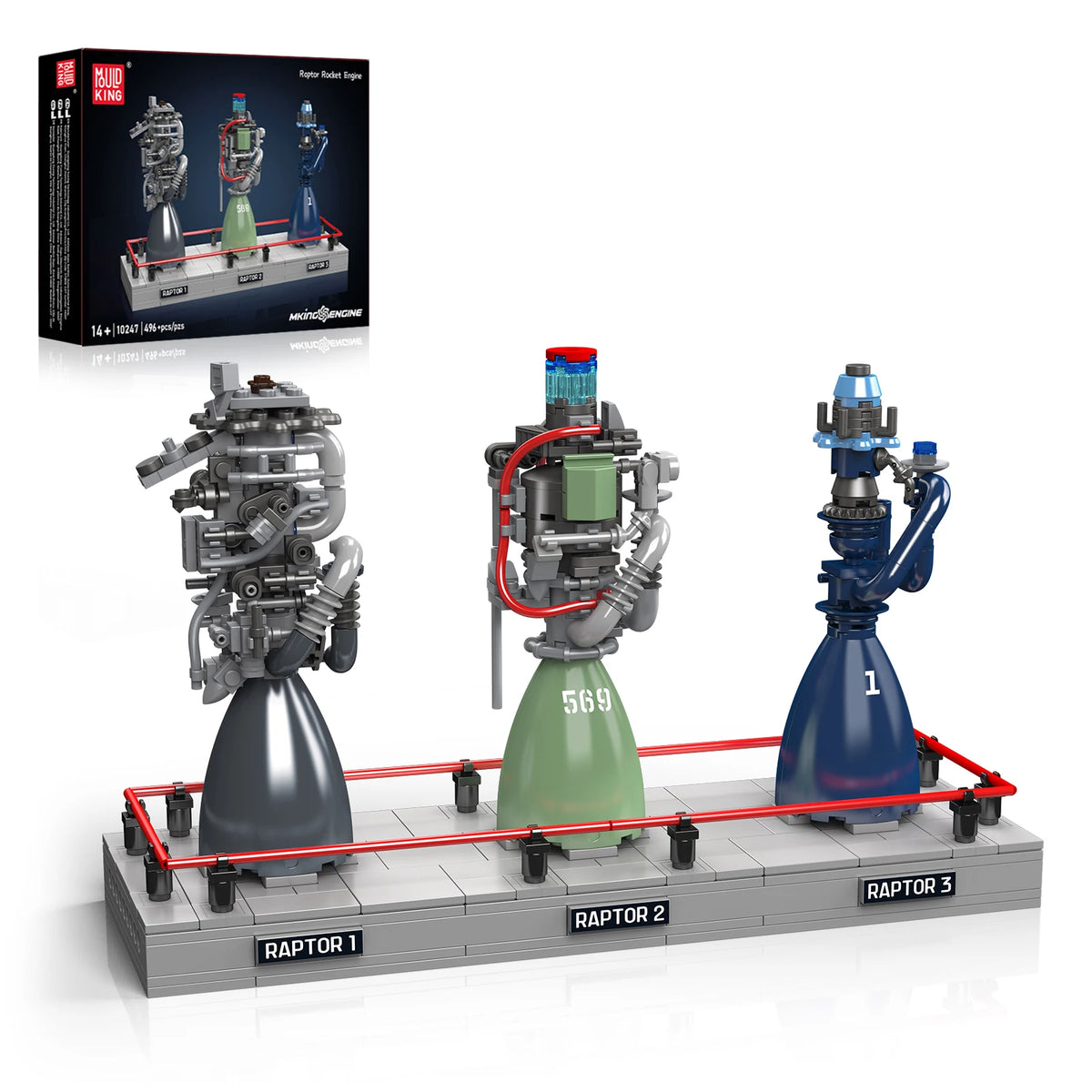 MOULDKING Raptor Rocket Engine Building Blocks Mechanical Science and Education Model Kids DIY Toy Adults Creative Gift 10247