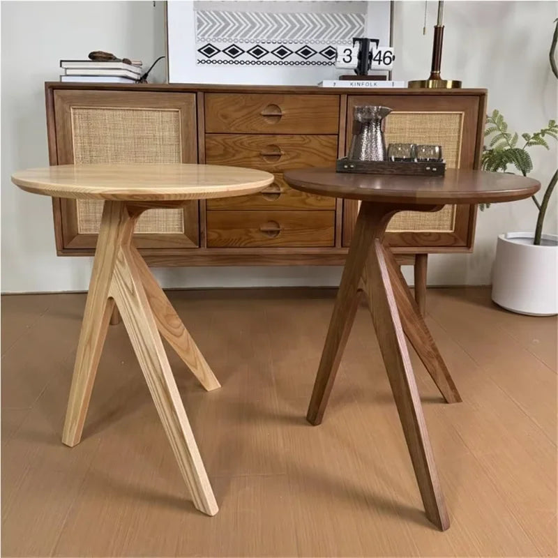 Solid Wood Round Side Table, sofa side table, household tea table, coffee table, garden round table, round table dining table