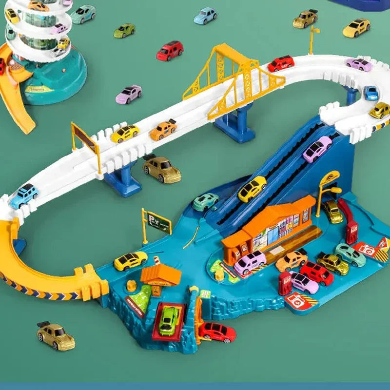 Race Track Car City High Way Service Station Car Route Switching Toys Educational Puzzles Car Slot Toys for Kids Birthday Gifts