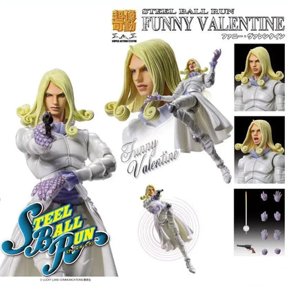 15cm JoJo'S Bizarre Adventure Funny Valentine Super Action Statue Steel Ball Run Articulated Action Figure Anime Model Toy Gifts
