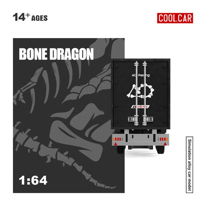 New Cool Car CC 1:64 Scania BONE DRAGON Skeleton Dinosaur Pink Panther Close Van Transport Trailer Alloy Car Model Diecast Toys