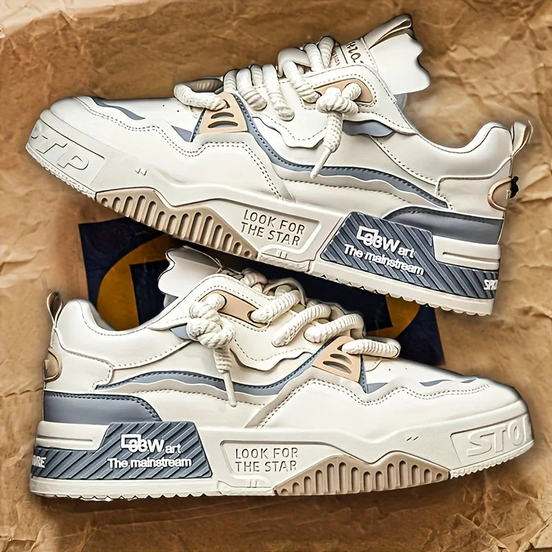 1 Pair of Men's Sports and Casual Shoes, Outdoor Versatile Flat Shoes, Trendy Vacation Casual Shoes