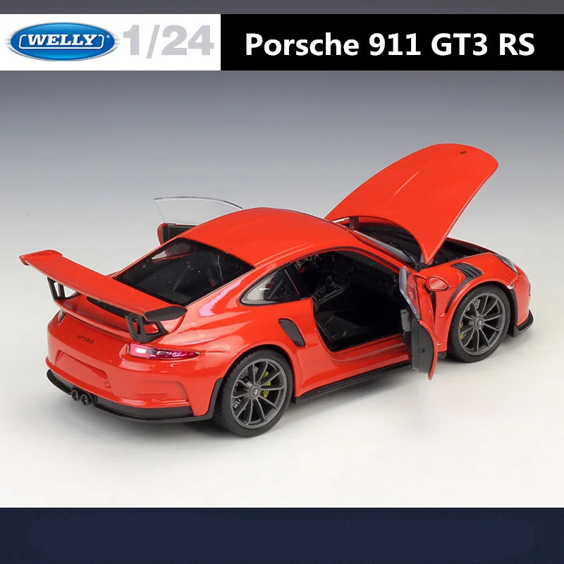 WELLY 1:24 Porsche 911 GT3 RS Alloy Sports Car Model Diecast Metal Racing Car Vehicles Model Simulation Collection Kids Toy Gift