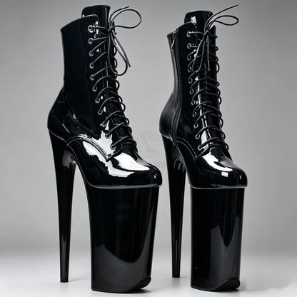 10" Heel And 6 3/4"(26CM) Platform Extreme High Heels Pole Dancing Lace Up Ankle Boots In Stock