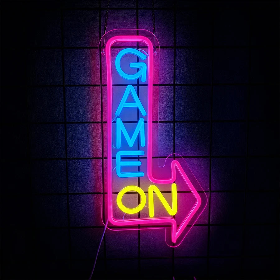 Game Neon Sign Gaming LED Neon Lights for Wall Decor USB Light Up Signs for Game Room Man Cave Teen Boy Bedroom Decorations Gift