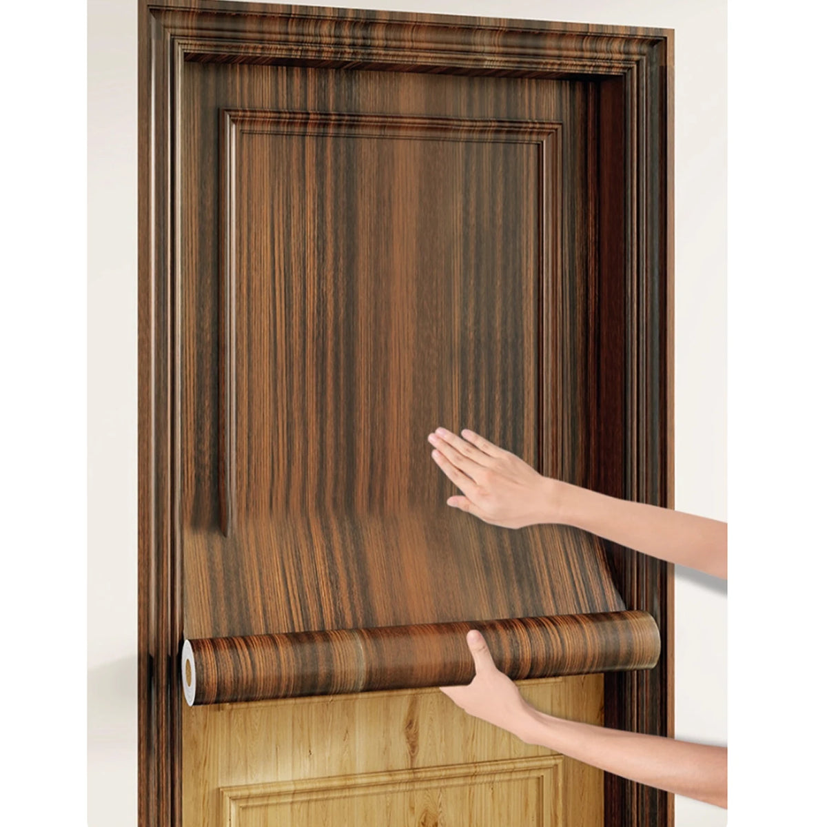 Adhesive Wallpaper Roll with 5Meters Waterproof Wood Grain Sticker Wardrobe Cabinet Desktop Door Furniture Renovation Stickers