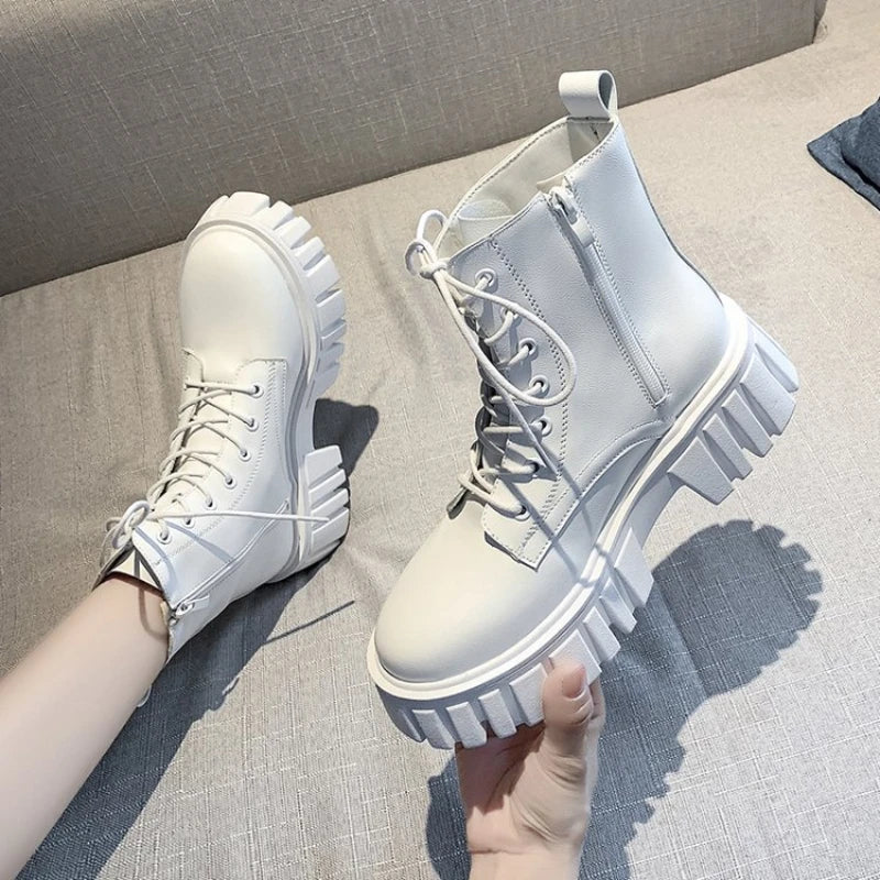 New Women Leather Face Boots Outdoor nonslip walking shoe Fashion comfort soft soled boots casual female shoes Mujer