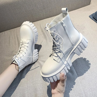 New Women Leather Face Boots Outdoor nonslip walking shoe Fashion comfort soft soled boots casual female shoes Mujer