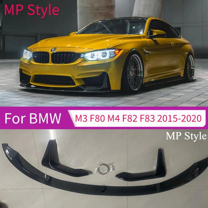 4PCS for BMW M3 F80 M4 F82 F83 2015-2020 MP Style Car Front Bumper Lip Splitter Side Splitter Corner Body Kit Accessories Tuning