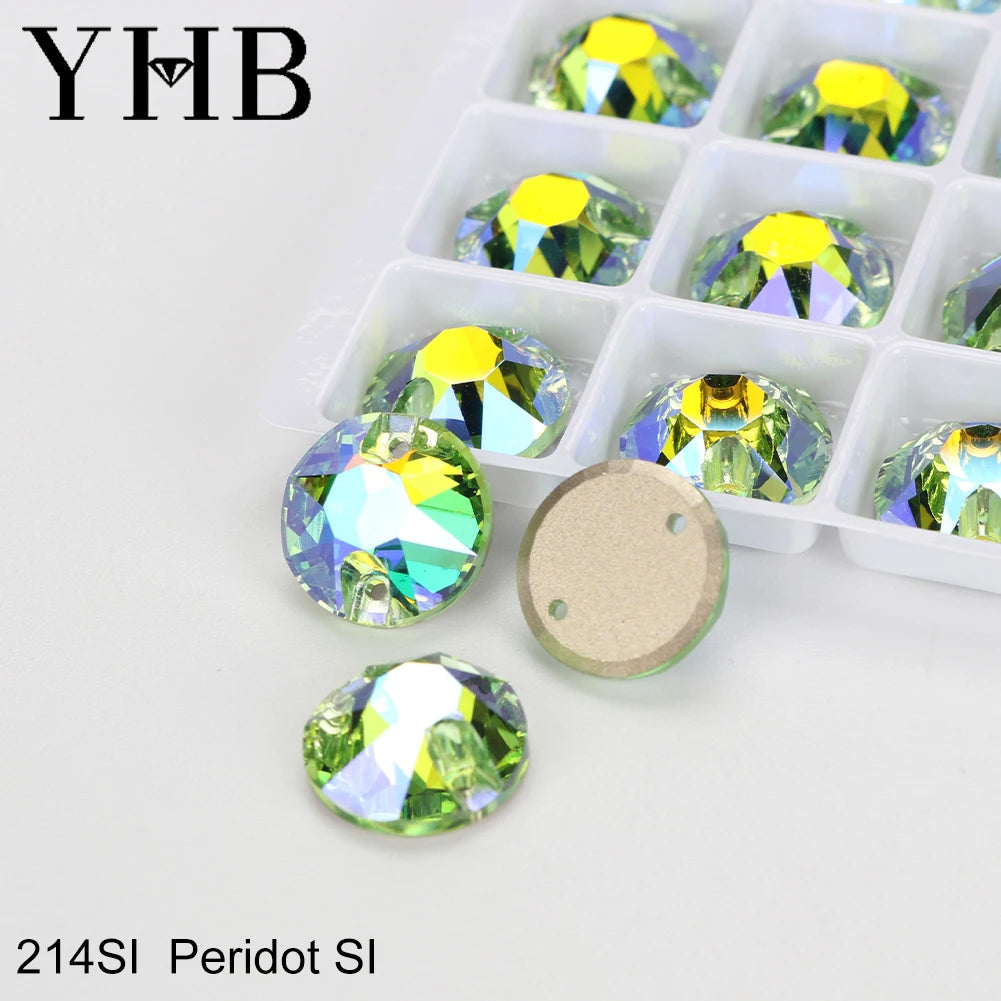 YHB Top Quality XIRIUS Glass Crystal AB Moonlight Sewing Stones Flatback Sew on Rhinestones For Garment Clothes Bags