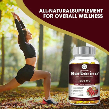 Berberine HCl 1200mg, 120 Capsules Vegetarian - Gluten Free and Non GMO