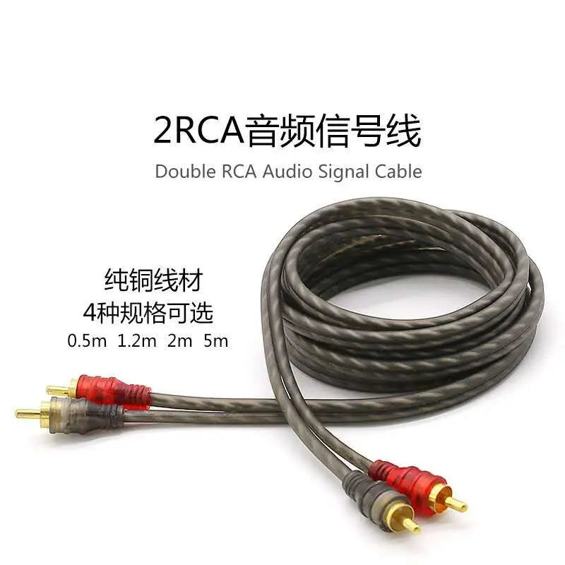 Car Audio Subwoofer Amplifier Connection Audio Signal Cable Dual RCA Plug Male to Male