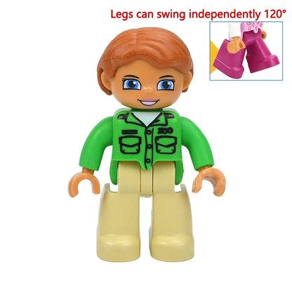 Figures Dolls Big Size Building Blocks Family Action Workers Doctor Police Farmer Compatible Large Bricks Duploes Kid Toys