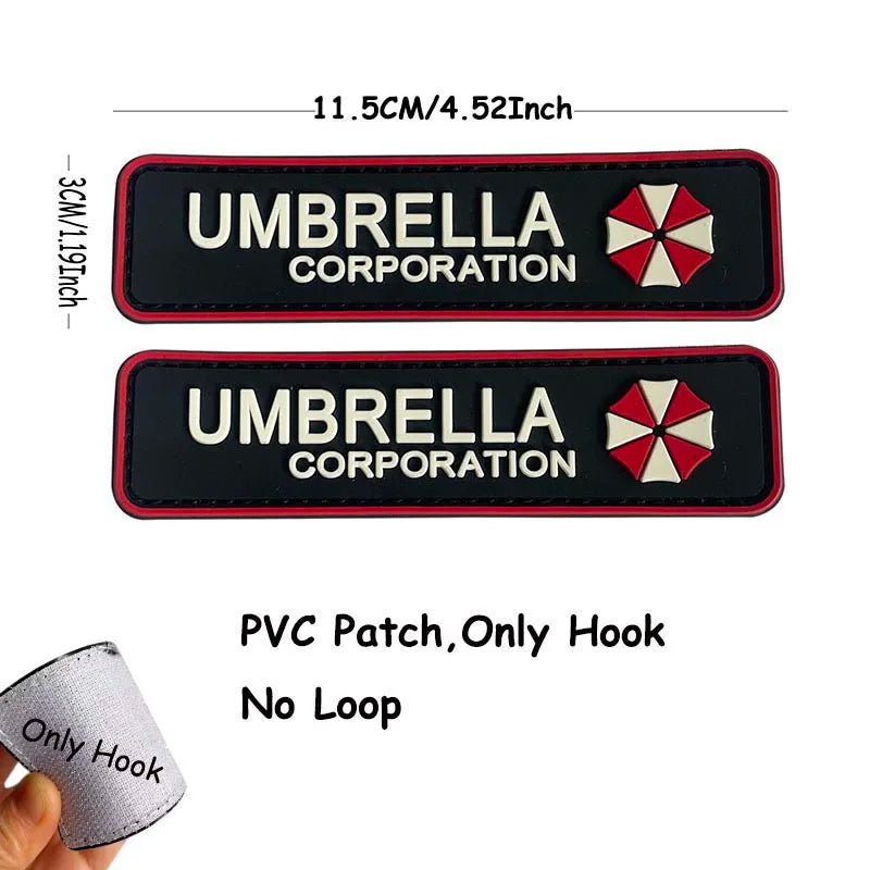 1PC,2PCS/ Umbrella Corporation PVC Rubber Morale Emblem,Biohazard Insignia Applique Embroidered patches,Tactical Backpack Badges