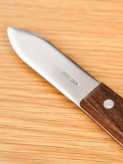 Japanese 304 Stainless Steel Seafood Scallop Pry Knife with Wooden Handle Oyster Knives Sharp-edged Shucker Shell Seafood Opener