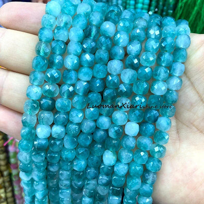 Natural Stone 7-8MM Faceted Square Lapis Lazuli Loose Cube Spacer Beads for Jewelry Making Diy Earrings Bracelets Accessories