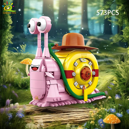 HUIQIBAO MOC Snail Insect Model Building Block Phone Bug Series Bricks Set Construction Toy For Children Desk Home Decoration