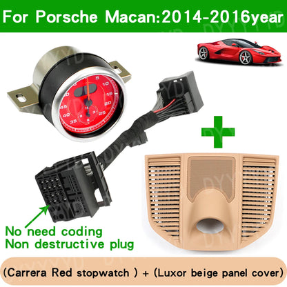 For Porsche Macan 95B 2014-2023 Stopwatch Compass Chrono Clock Watch Instrument Panel Cover Car Interior Dashboard Accessories