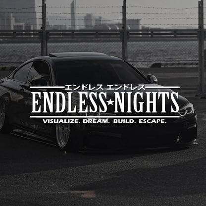ENDLESS NIGHT JDM Car Window Decal Sticker Bumper Sticker, Windshield Banner, Body Modification Decorative Car Sticker
