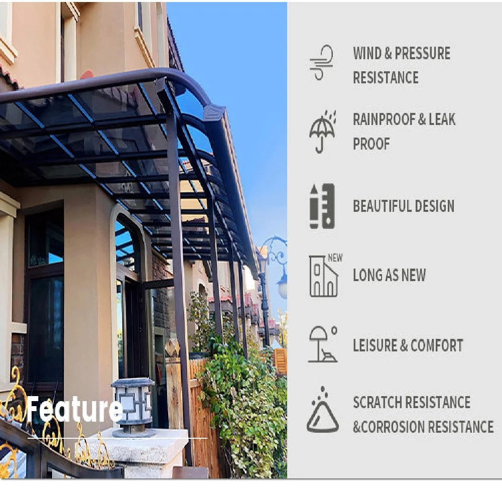Modern Outdoor Aluminium Carport 2-Car Parking Waterproof Polycarbonate Flat Roof Sleek Metal Design Outdoor Parking Garage Shed