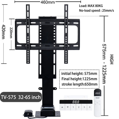 Motorized TV Lift for 32“ ~100" TVs,Height Adjustable TV Stand and Wall Mount Remote Control and Memory Setting Lift TV Bracket