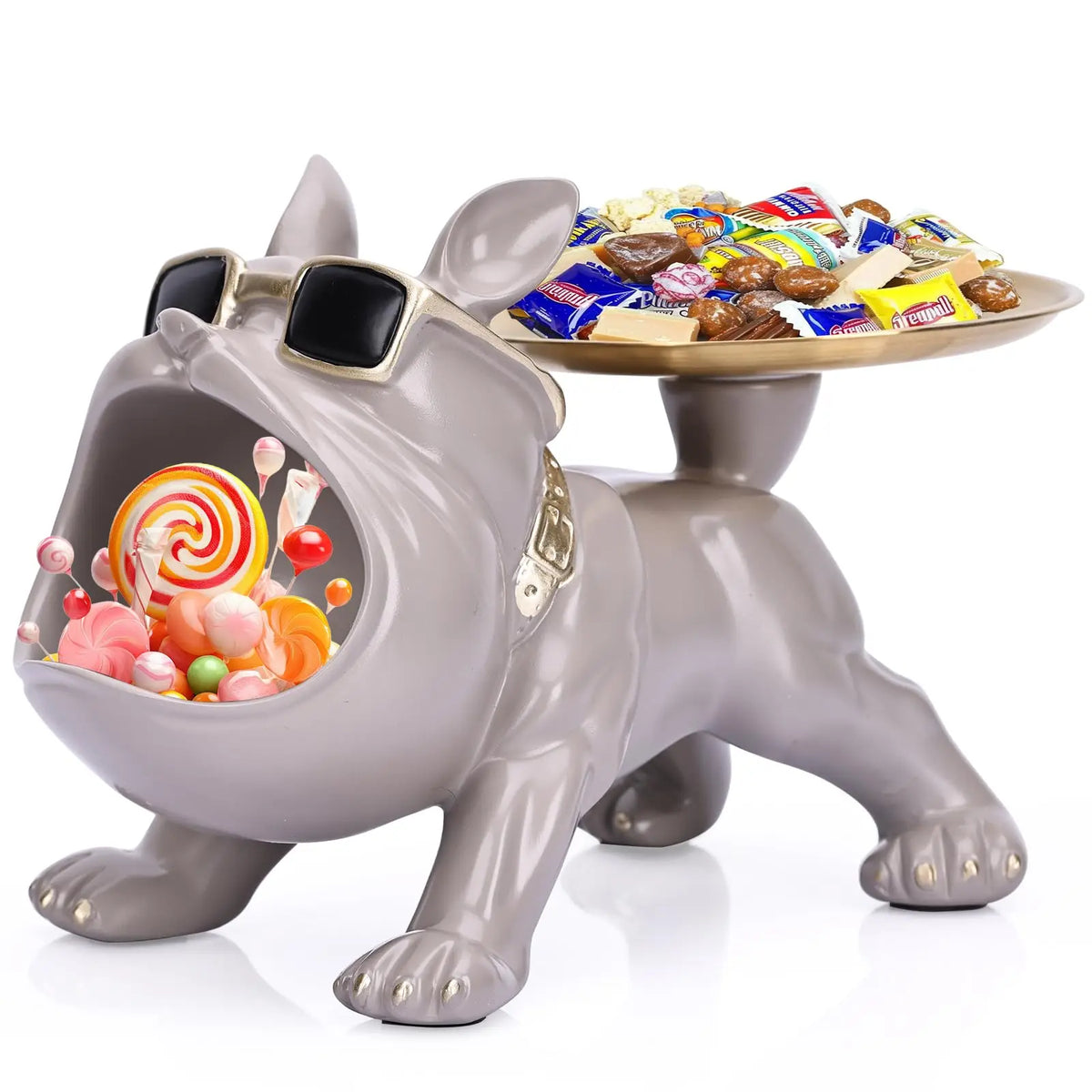 Resin Dog Figurine Statue Craft Animal Ornament with Storage Box Puppy Sculpture Home Decor Artwork