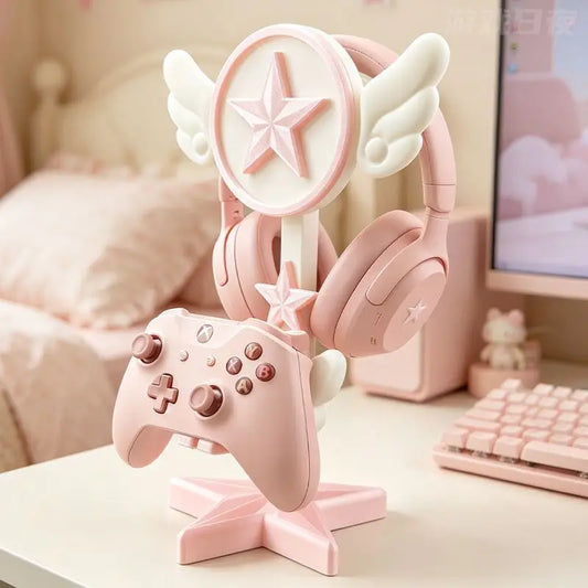 Universal Head Mounted Headphone Stand Girl Pink Desktop Storage Rack Display Stand Anime Earphone Decoration Accessories Gift