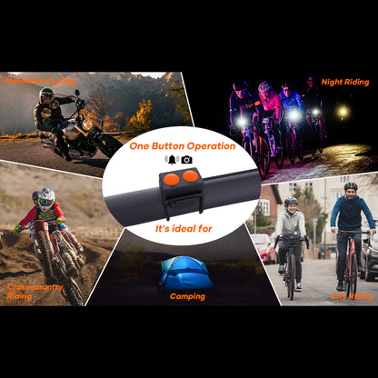 1080P Cycling Camera 30FPS Bicycle Camera Motorcycle Camera Rainproof with LED Flashlight Bike Horn Build-in Battery for Outdoor