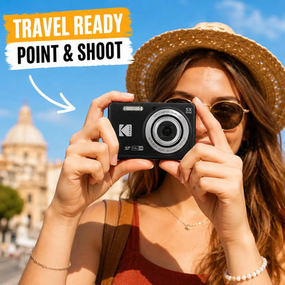 KODAK PIXPRO FZ55-RD 16MP Digital Camera 5X Optical Zoom 28mm Wide Angle 1080P Full HD Video 2.7" LCD Vlogging Camera