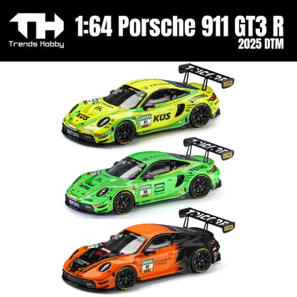 Trends Hobby 1/64 Porsche 911 GT3 R 2025 DTM Super Sport Racing Miniature Model Toy Car Free Wheels Diecast Collection Gift