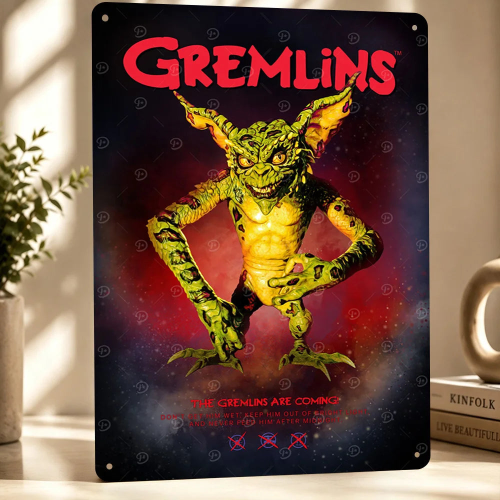 Gremlins Aluminum Posters Customized Metal Tin Sign Vintage Premium Dramatic Screen Scene Wall Art For Film Fans And Theaters